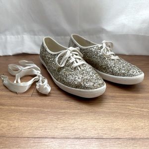 KEDS FOR KATE SPADE CHAMPION GOLD GLITTER SNEAKERS  sz. 8